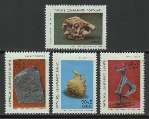 Turquía #B113 - B116 1966 Serie completa Nueva NH "Artefactos arqueológicos"