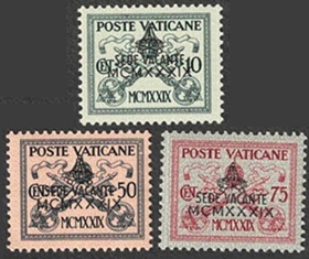 Vaticano #62 y #66 - 67 1939 Nuevas NH Scott $3.00 "Interregno"