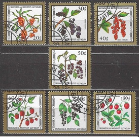 MONGOLIA #1584 - 1590 1987 Serie completa "Berries"