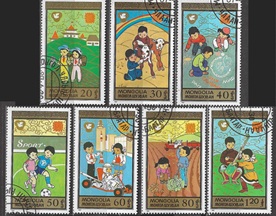 Mongolia #1568 - 1574 1987 Serie completa "Actividades de la infancia"