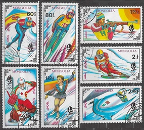 Mongolia #2037 - 2043  1992  Serie completa "XVI Juegos Olímpicos de Invierno Albertville"