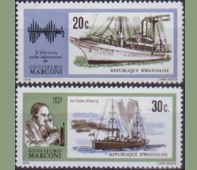 RUANDA #587 - 588 1974 Nuevo NH "Los barcos Marconi"