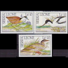 SIERRA LEONA #1235 - 1237 1990 Serie completa Nuevas NH "Aves"