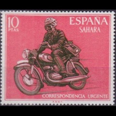 Sahara Español #E2 1971 Nueva NH "Cartero de entregas urgentes en motocicleta"