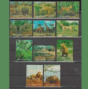 Umm al-Qaywayn Mi#UM 1599 - 1609  1972 3D Nuevas NH "Fauna africana"