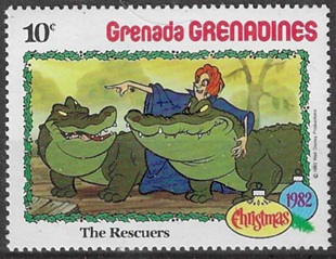 GRANADA GRANADINAS #525 1982 Nueva NH "Pelicula de Disney Los rescatadores - Cocodrilo - Navidad"