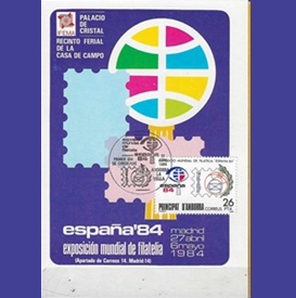 Andorra Administracion Española #141 1984 Maxicard "Exposicion Mundial de Filatelia España 84"