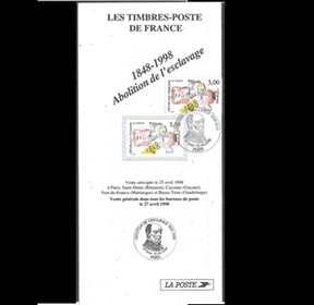 Francia #2643 1998 Folder FDC "150 AÑOS DEL FIN DE LA ESCLAVITUD"