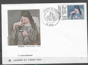 Francia #B547 1982 FDC mod2 «Dia del sello – Mujer leyendo, de Picasso»