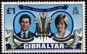 Gibraltar #406 1981 Nueva NH "Diana Boda Real"