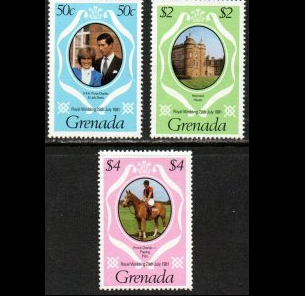 Granada #1051 - 1053 1981  1981  Serie completa Nueva NH "Diana, Boda Real"