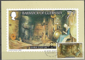 Guernsey #213 1980 Maxicard «Sark Cottage, de Peter Le Lievre»