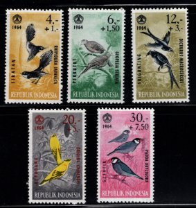Indonesia #B160 - B164 1965 Serie completa Nuevas LH "Aves"