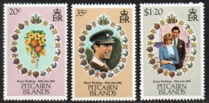Islas Pitcairn #206 - 208 1981 Serie Completa Nueva NH "Diana, Boda Real"