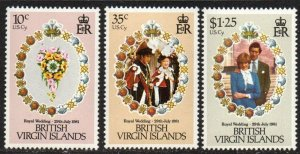 Islas Vírgenes #406 - 408  1981 Serie completa Nueva NH "Diana, Boda Real"