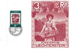 LIECHTENSTEIN #690 1980  Maxicard "Recoleccion de uvas - 50 años del museo postal"