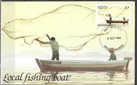 Nieves #39  1980 Maxicard "Bote local de pesca"