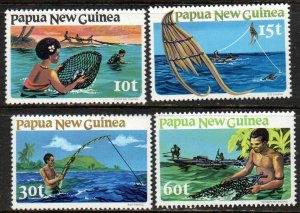 Papúa Nueva Guinea #529 - 553  1981  Serie completa Nueva NH "Metodos de pesca tradicionales"