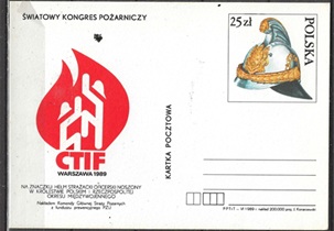 Polonia 1989 Nueva Entero postal "Casco de bomberos"
