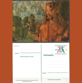 Alemania 1971 Entero postal mod4 «Retrato. Fragmento de la Fiesta del Rosario, de Durero»