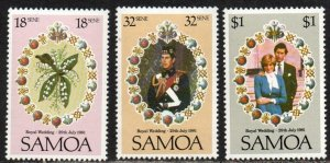 Samoa #558 - 560 1981 Serie completa Nueva NH "Diana, Boda real"