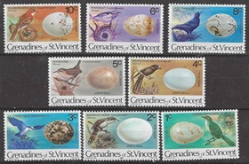 San Vicente y las Granadinas #133 - 140 1978 Serie completa Nuevas NH  "Aves y sus huevos"