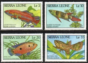 Sierra Leona #959 - 963 1988 Serie completa Nueva NH "Peces"