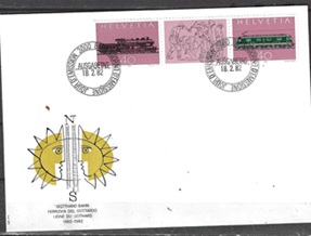 Suiza #709a 1982 Serie completa FDC "Centenario del Ferrocarril de Gotthardbahn"