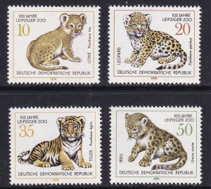 Alemania, República Democrática  #1910-1913 MNH 1978 Serie completa Nuevas NH "Cachorros de felinos"
