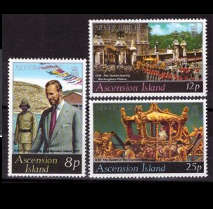Ascensión #218 - 220  1977  Serie completa Nueva NH "25.º aniversario del reinado de la reina Isabel"