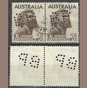 Australia #248 1952 Par Perfin "Aborigen australiano"