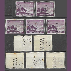Australia #334 1959 Perfins "Navidad - Llegada de los reyes Magos"