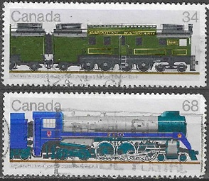 Canada #1118 y #1121 1986 "Locomotoras canadienses"