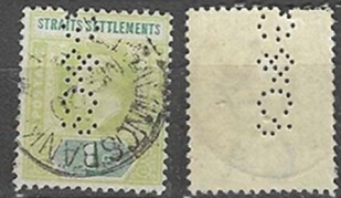 Colonias del Estrecho #109 1904 Perfin «Jorge V»