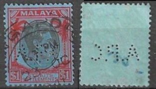 Colonias del Estrecho #268 1945 Perfin «Jorge VI»