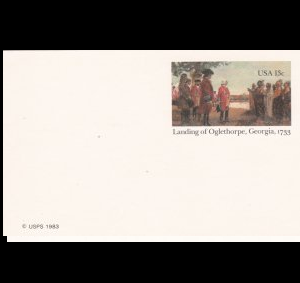 Estados Unidos #UX98 1983 Entero postal Nuevo NH "Desembarco de Oglethorpe"