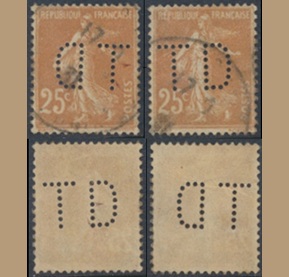 Francia #169 1945 Par con Perfin invertido «Marianne»