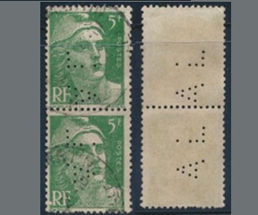 Francia #542 1945 Par con Perfin "Marianne"