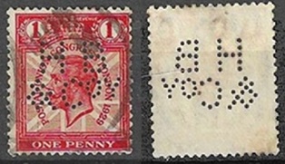 Gran Bretaña #206 1929 Perfin Scott $2.50 "Jorge V"