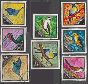 Guinea #582 - 587 y #C113 - C113a CTO "Aves"