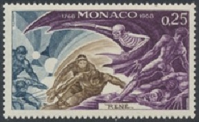 Mónaco #700 1968 Nueva LH en Stampmount "Ilustración de la novela René - 200 años del nacimiento de François-René de Chateaubriand"