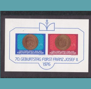 Liechtenstein #590 1976 H.S. Nueva MH "Moneda conmemorativa de Francisco José II"