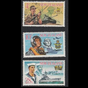 Nueva Zelanda #409 - 411 1968 Serie completa Nueva NH "Fuerzas Armadas"
