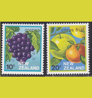 Nueva Zelanda #761 - 752 1982 Nuevas NH "Racimo de uvas y naranja"