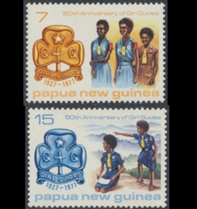 Papúa Nueva Guinea #470 - 471 1977 Nueva LH en Stampmount "50 Años de las Girlscouts