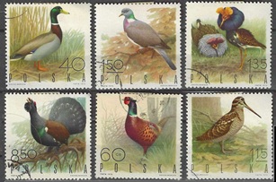 Polonia #1720 - 1724 y #1727  1970 "Aves"