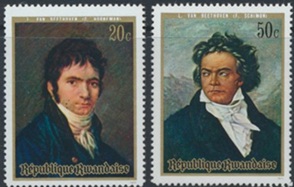Ruanda #408 - 409 1971 Nuevas NH en Stampmount Ludwig van Beethoven"