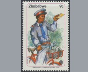 Zimbabue #464 1983 Nueva NH en Stampmount "Cartero - Día de las Comunicaciones"