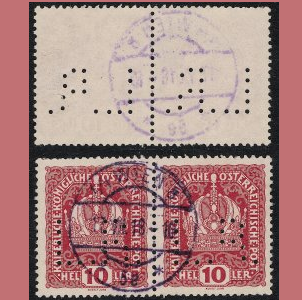 Austria #148 1916 Perfin "Corona austriaca"