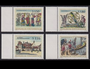 Austria #773 - 776 1966 Serie completa Nuevas NH "Ilustraciones en libros de la Biblioteca Nacional"